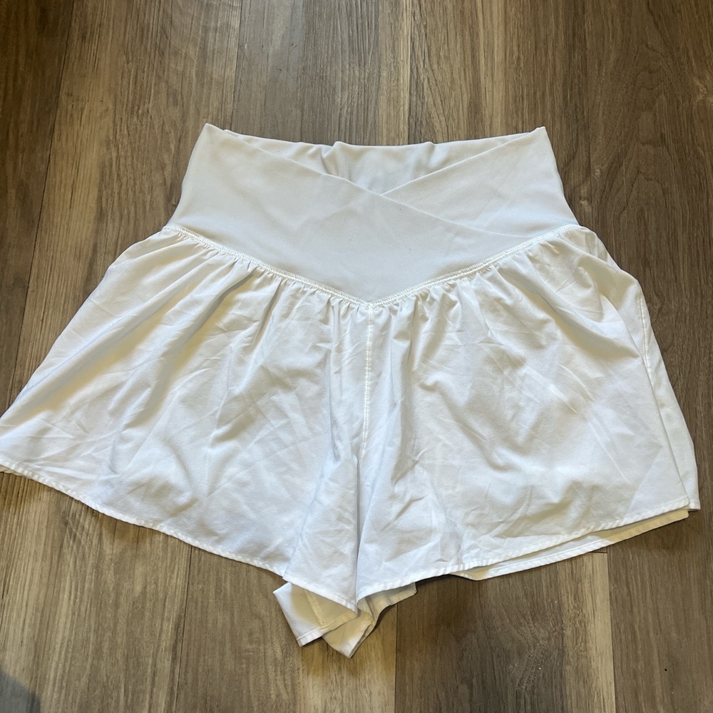 Women's White High-Waisted Shorts